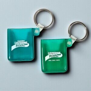 2 Vintage Listerine PocketPaks Oral Care Strip Keychain Holders Pair Y2K Promo